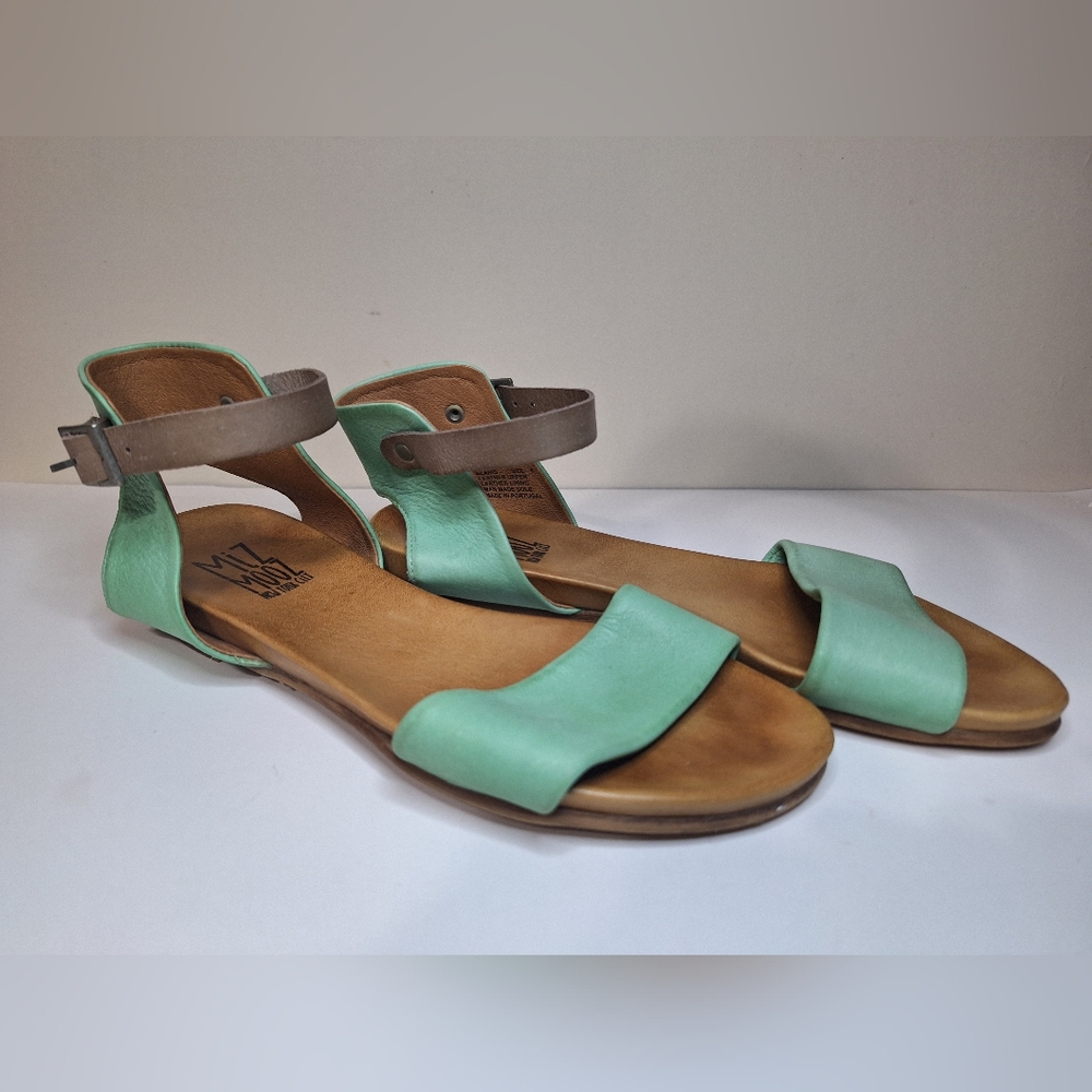 Miz Mooz 6 Alanis Flat Sandal Teal Leather